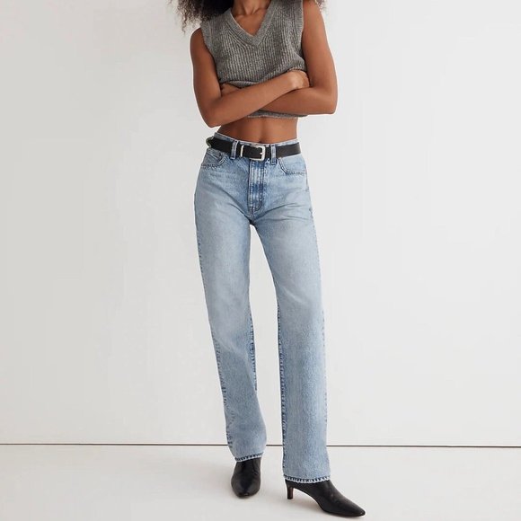 Madewell Petite '90s Straight Jean Womens 26P Blue Mercer Wash READ High Rise - Picture 11 of 16